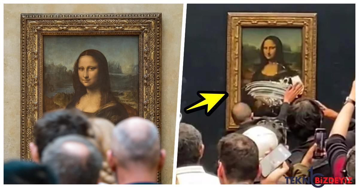 bayan kiligina girerek tekerlekli sandalye ile louvre muzesine giden kisi mona lisa tablosuna pasta firlatti