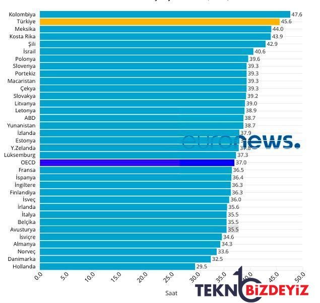 oecd baskaniyiz haftada 60 saatten fazla calisanlarin en fazla oldugu ulke turkiye 2