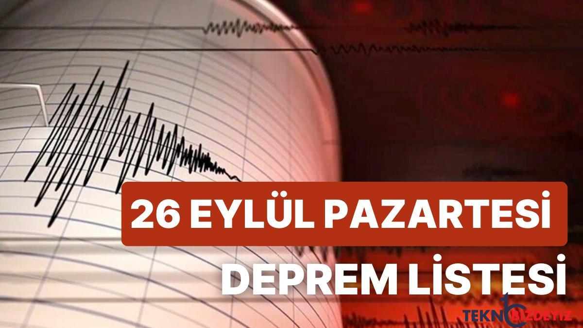 zelzele mi oldu 26 eylul pazartesi 2022 afad ve kandilli rasathanesi son zelzeleler listesi CkgL4Gh1