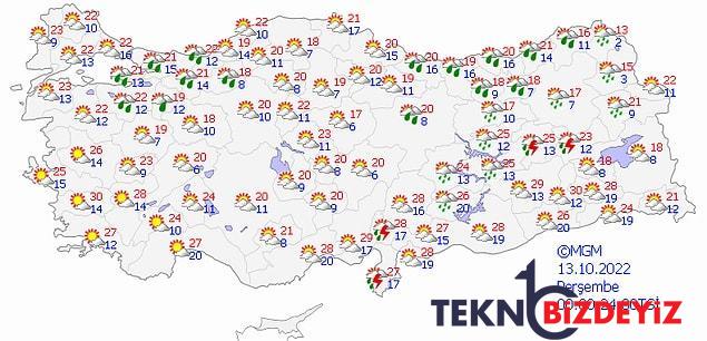 hava durumu bugun hava nasil olacak 13 ekim persembe yagmur yagacak mi 0