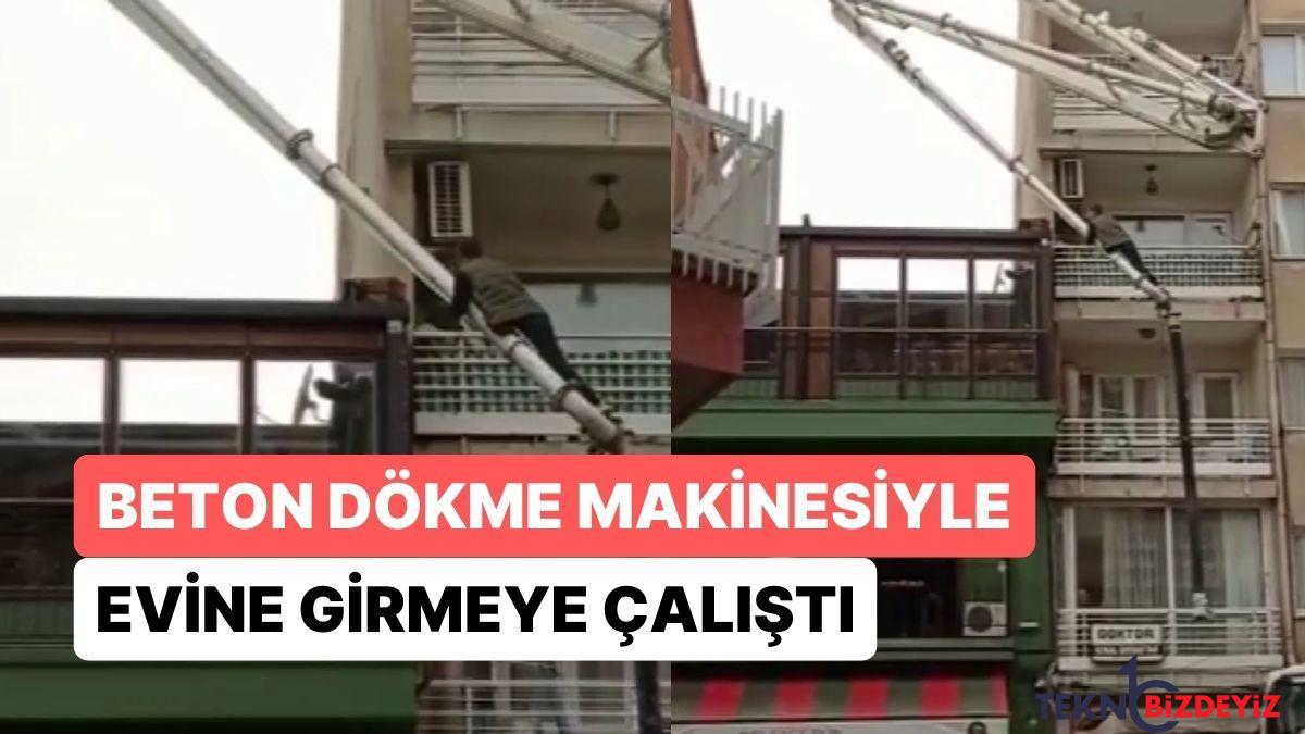 anahtarini unutan kisi meskenine beton dokme makinesiyle girmeye calisti 6jMLB41Q