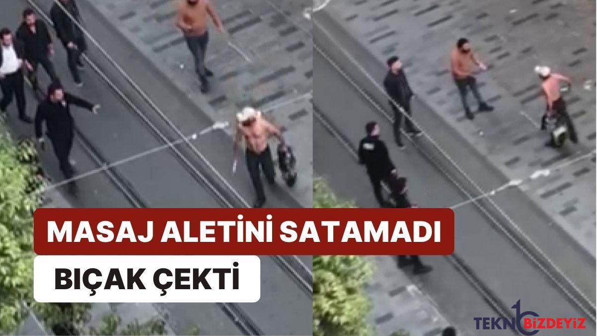 istiklal caddesinde bir seyyar satici masaj aletini satamadigi turiste bicak cekti 29Cb8A6j