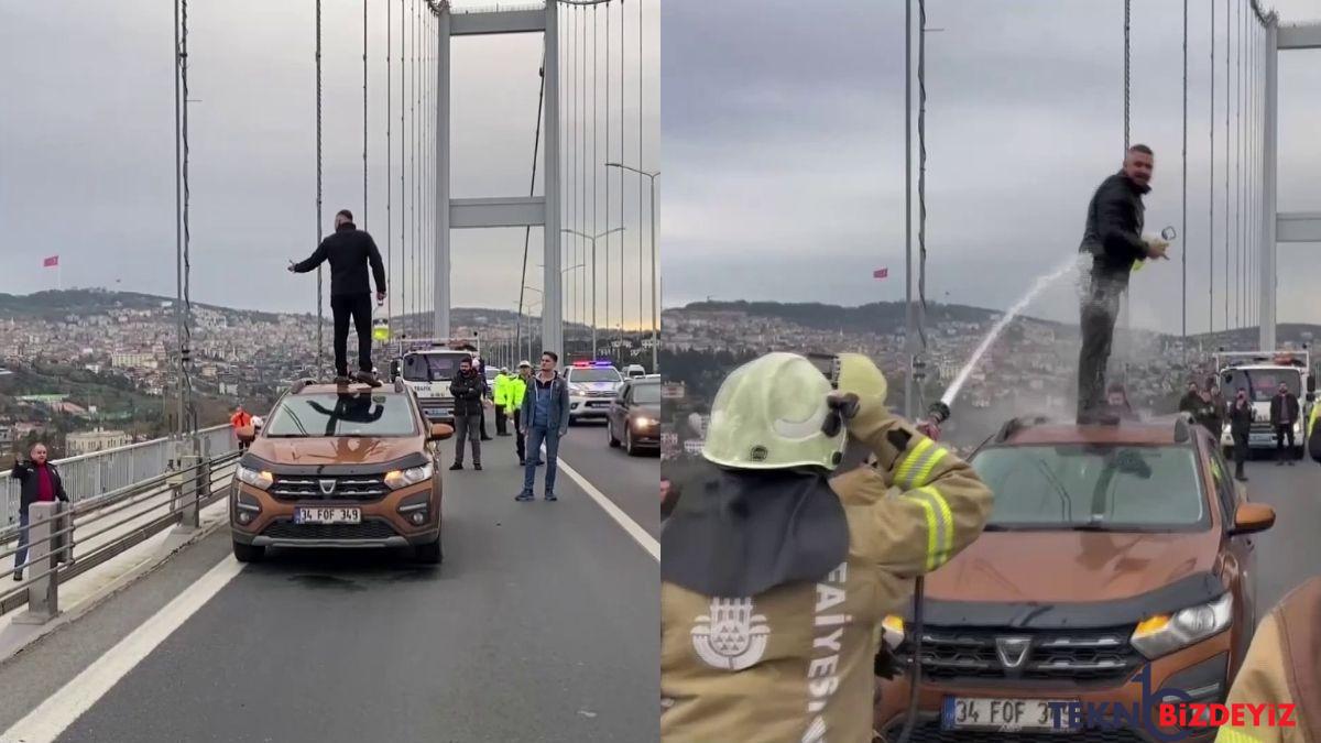 15 temmuz sehitler koprusunde bir kisi kendisinin ve aracinin uzerine akaryakit doktu Oz54bbjb