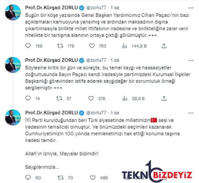 iyi partiden cihan pacaci aciklamasi istifa ederek saygideger bir sorumluluk ornegi sergiledi 1