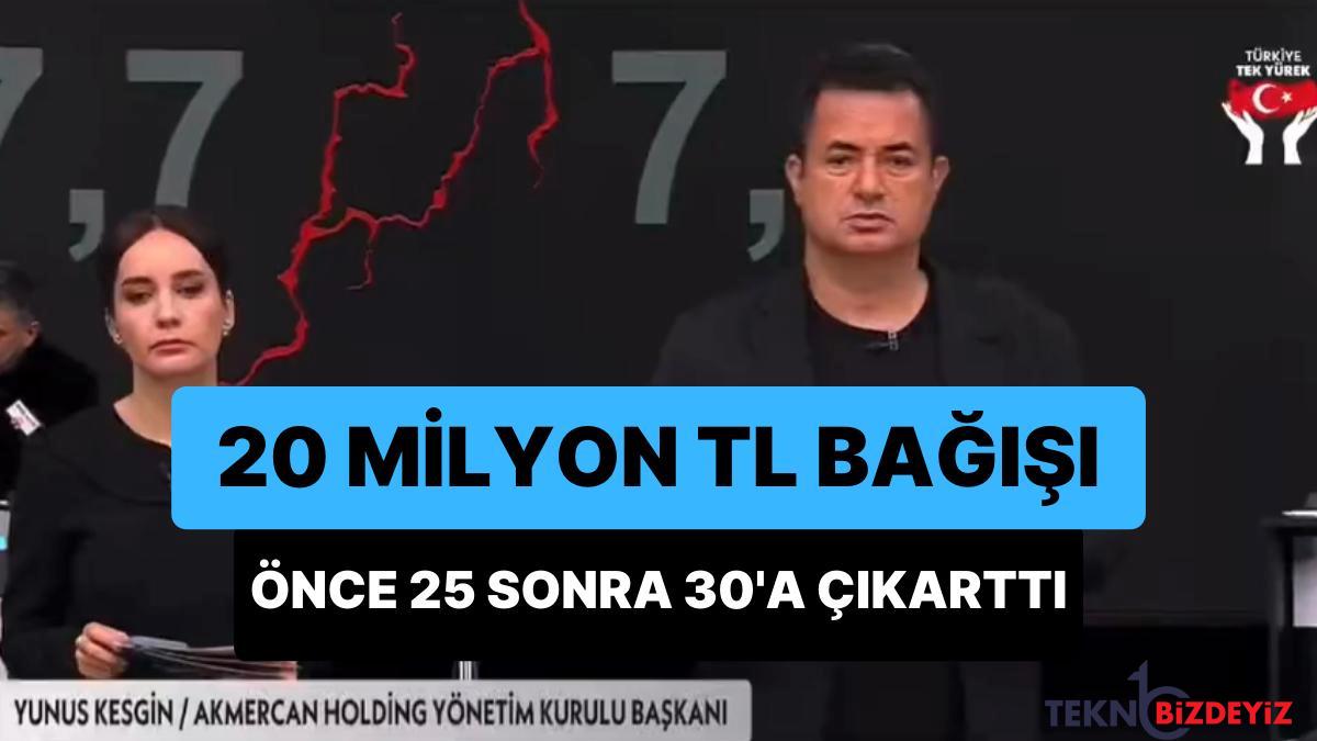 acun ilicali akmercan holdingin 20 milyonluk bagisini evvel 25e akabinde ise 30 milyon tlye yukseltti nTIrcyyn