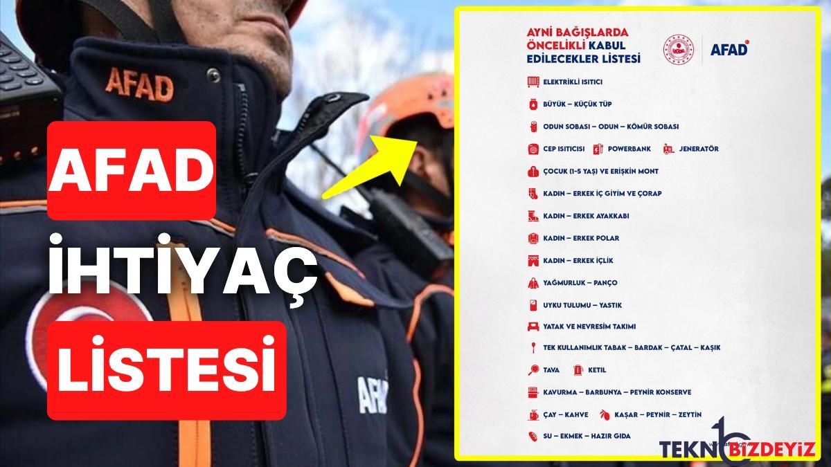 afad oncelikli muhtaclik listesi zelzele bolgesine neler gonderilebilir afet bolgesinde neye muhtaclik var UbIWyqtQ