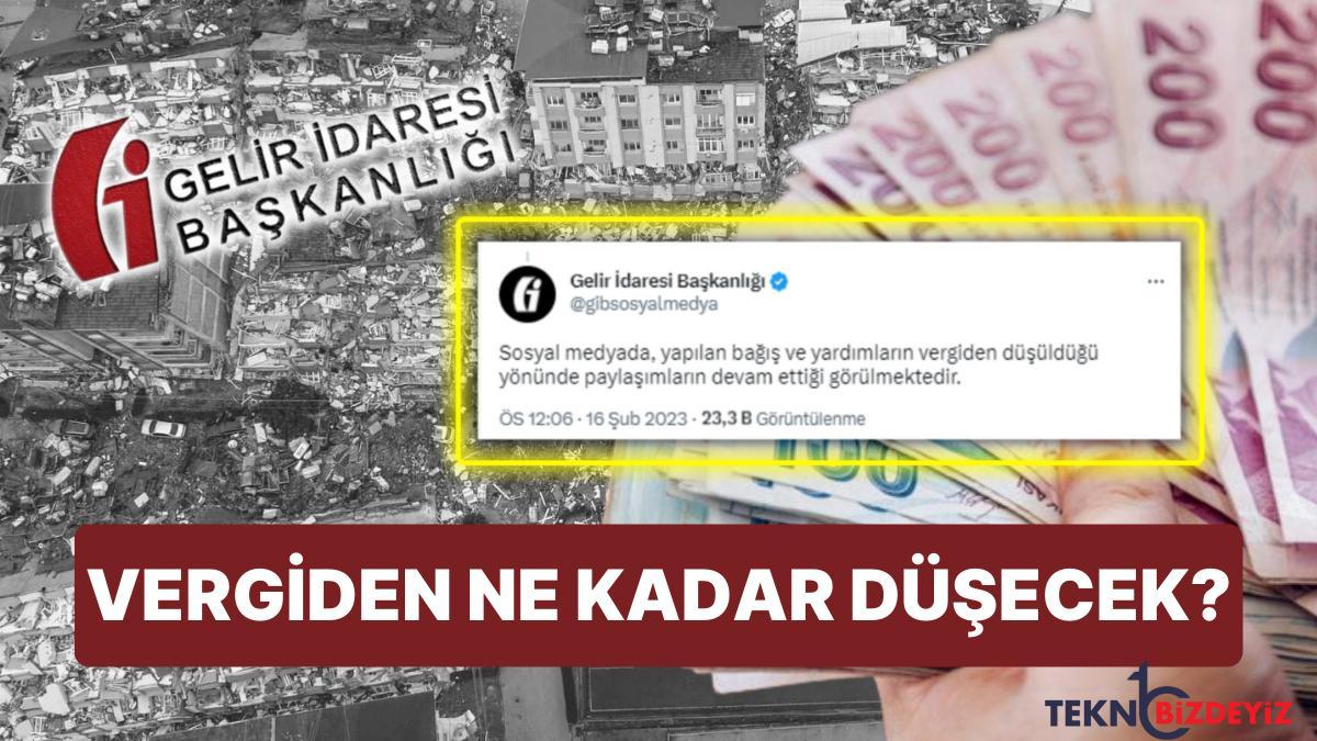 deprem bolgesi yardim ve bagislarinin vergiden dusurulmesini gib acikladi biz hesapladik