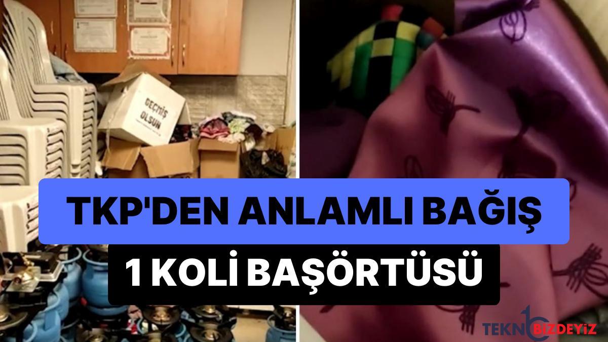 turkiye komunist partisi adiyamandaki depremzedelere dagitilmak uzere bir koli basortusu gonderdi OUGmt1AM