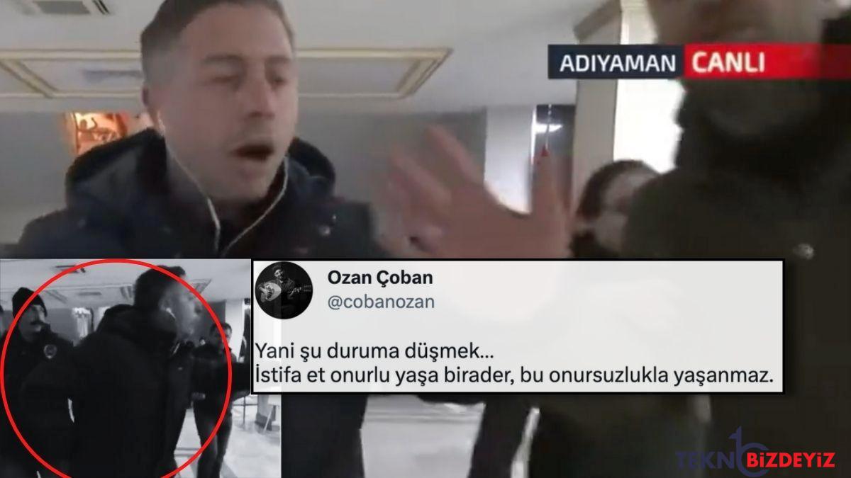 tv100 muhabiri canli yayinda 6 gundur elektrik yok diyerek isyan eden depremzededen mikrofonu sakladi