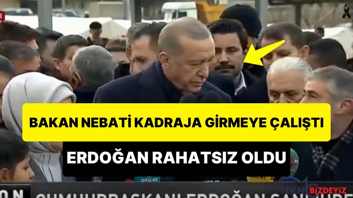 zelzele bolgesinden aciklama yapan cumhurbaskani erdoganin kadrajina girmeye calisan bakan nebati gundem oldu tnQVPqNw